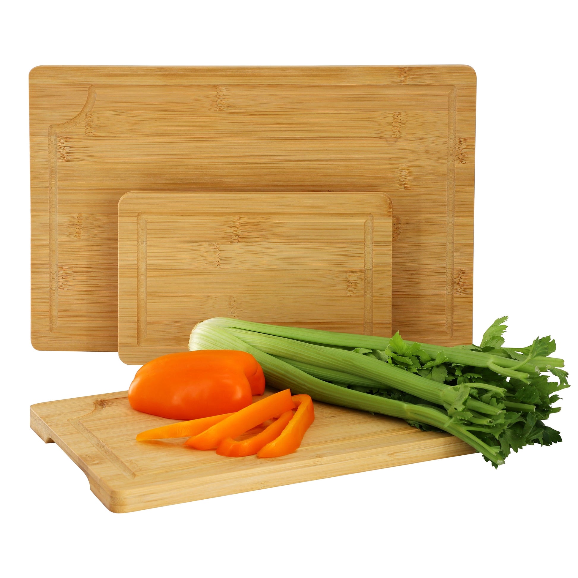 Elama 3 Piece Bamboo Cutting, Prep and Serving Boards