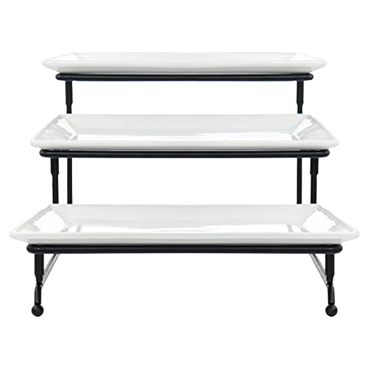 Elama 3 Tier Rectangular Plate Porcelain Serveware Set