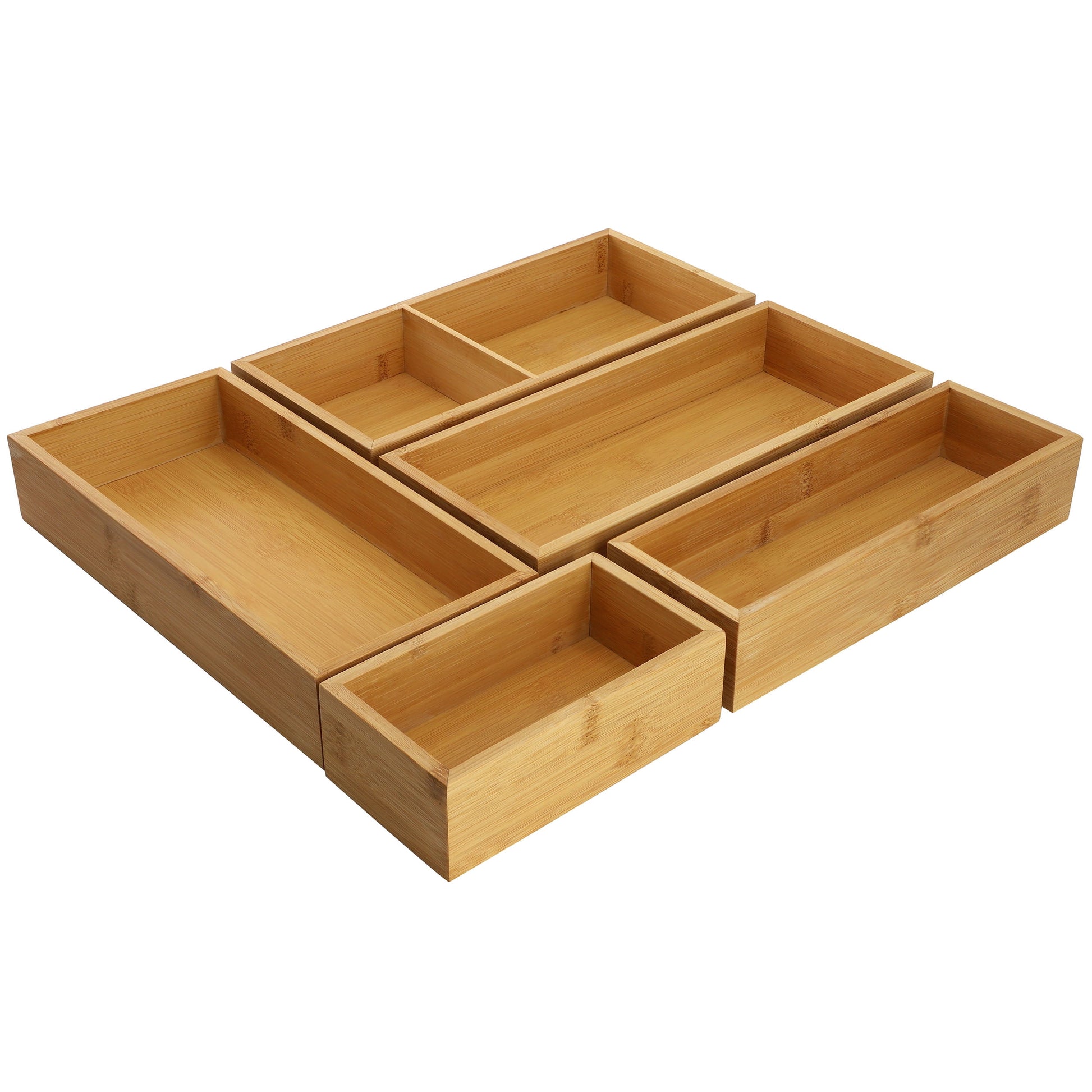 Elama 5 Piece Bamboo Storage and Organization Trays