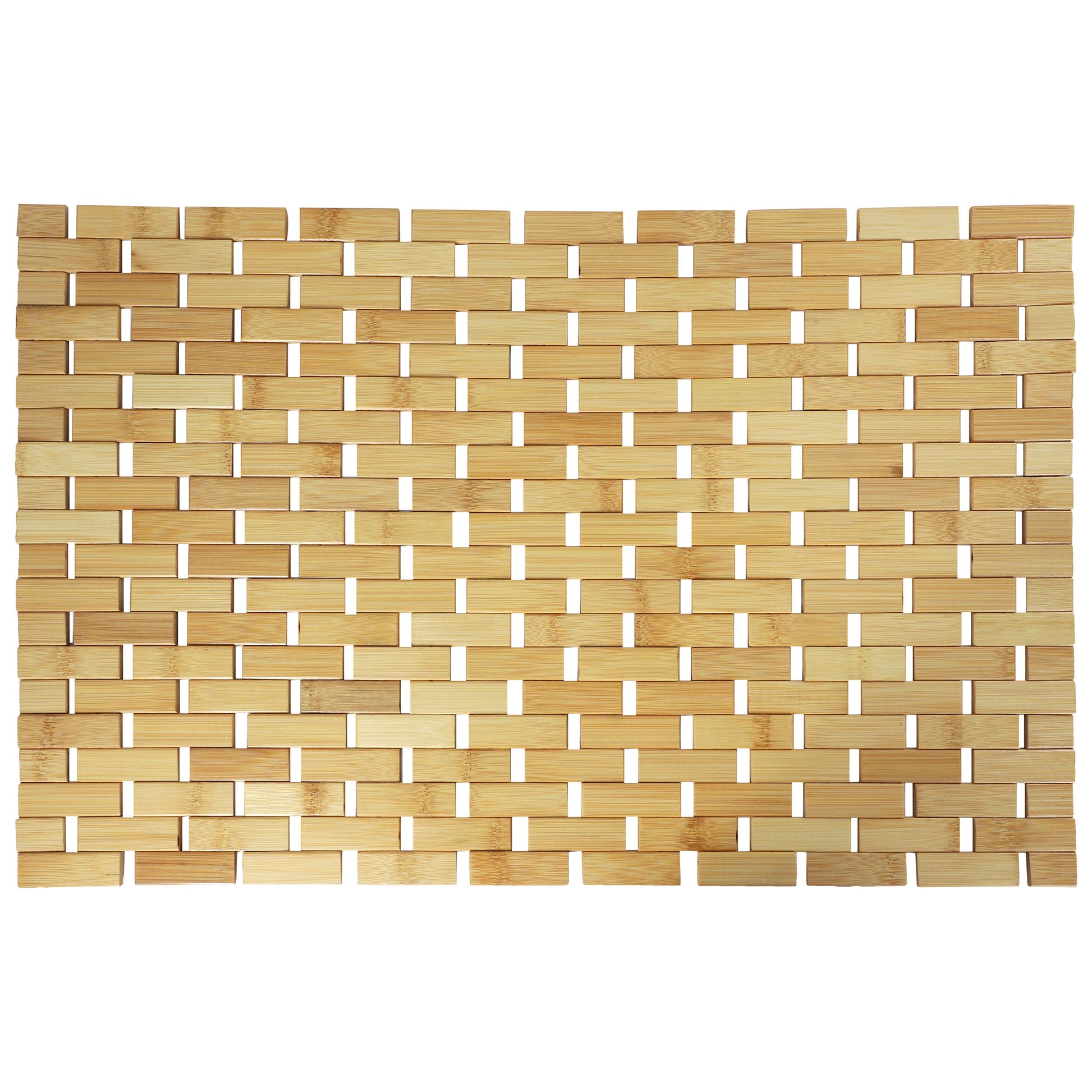Elama Bamboo Wood 16.25 x 24.5 Inch Rectangle Bathroom Mat