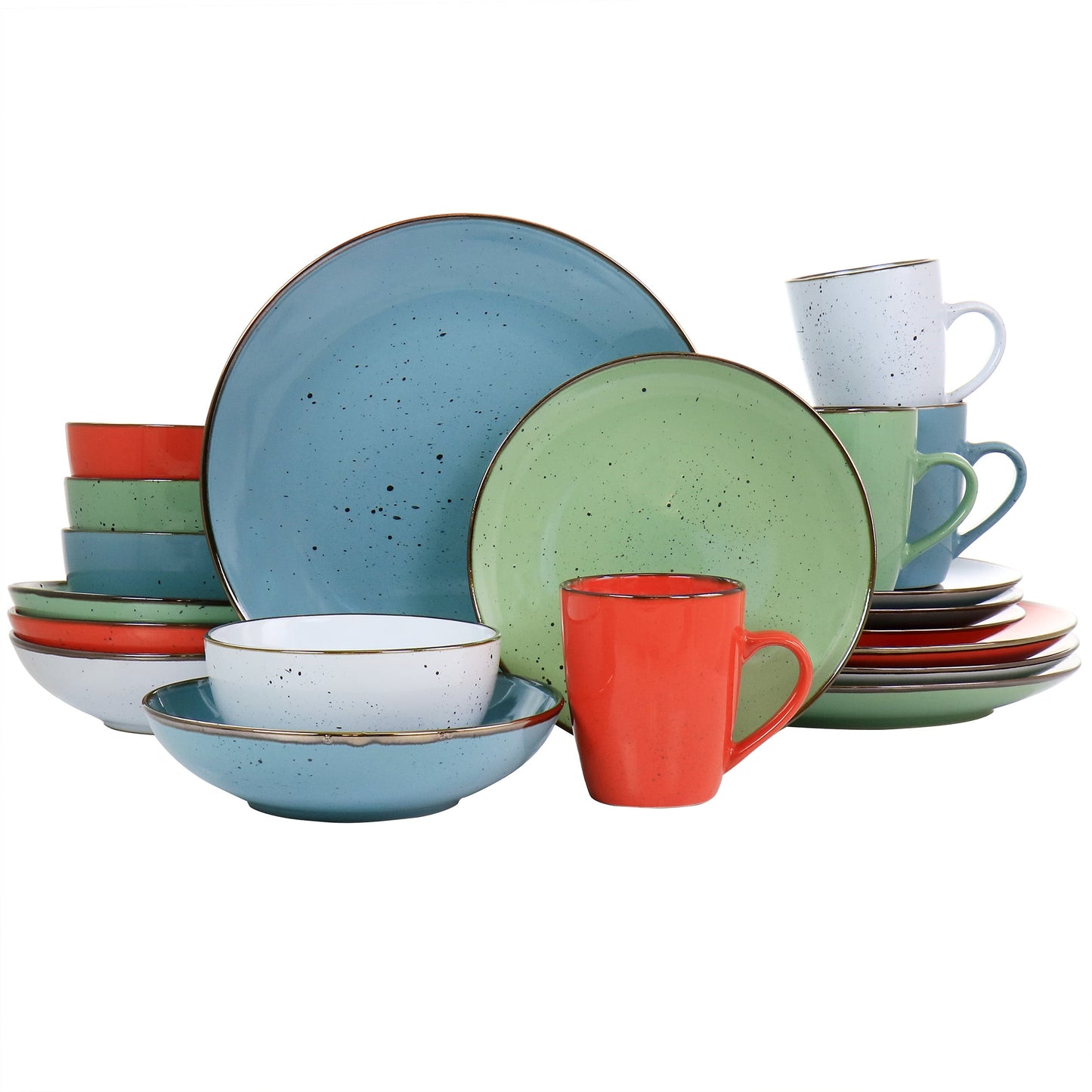 Elama Evelyn 20 Piece Round Stoneware Dinnerware Set in Assorted Colors
