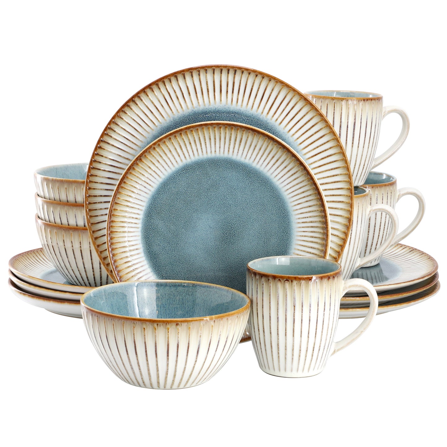 Elama Louann 16 Piece Stoneware Dinnerware Set