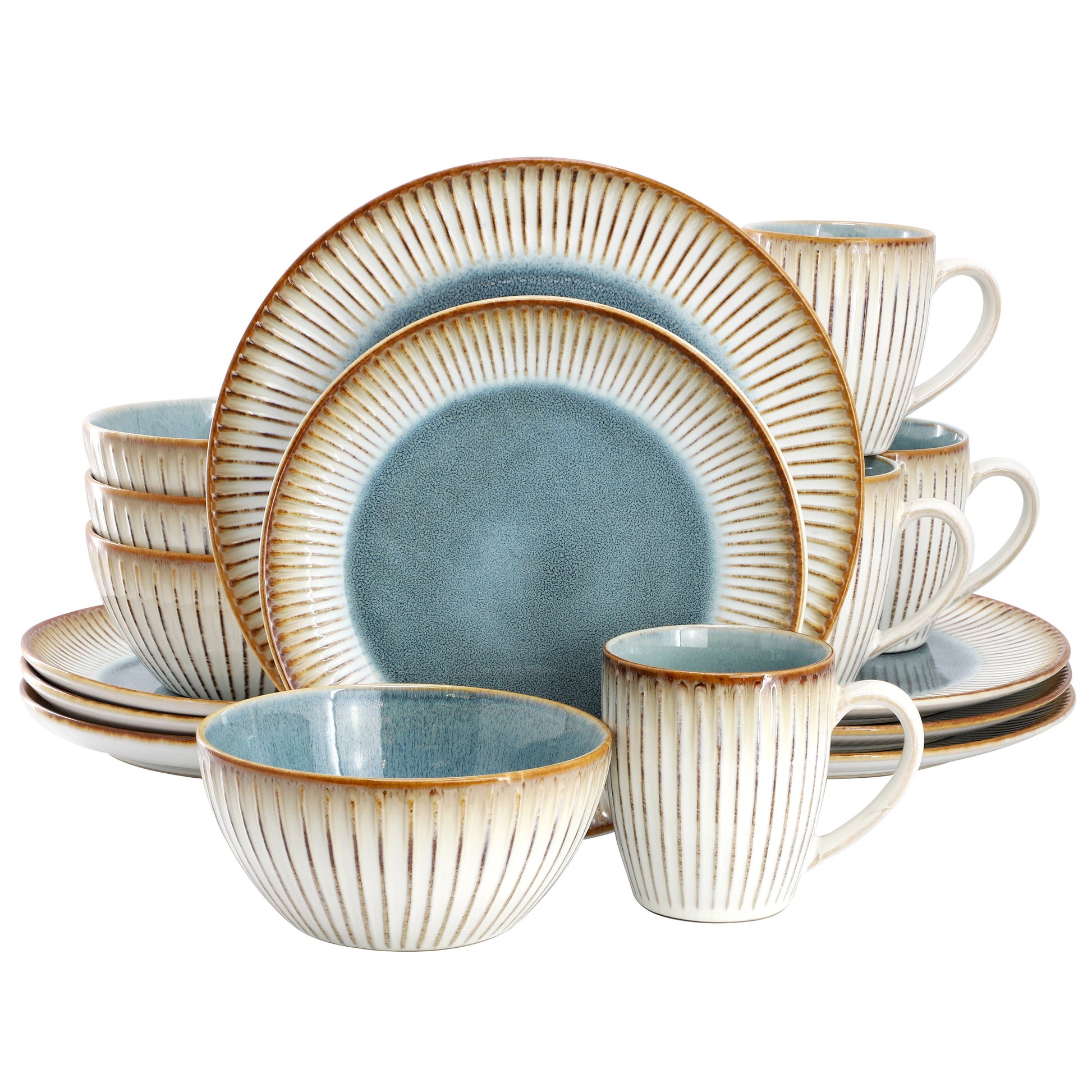 Elama Louann 16 Piece Stoneware Dinnerware Set