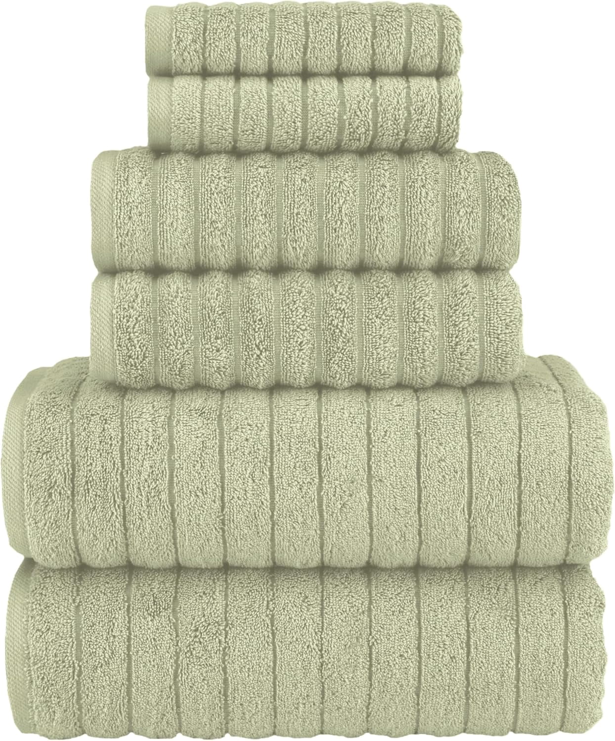 Elegant Comfort 100% Turkish Cotton Corduroy Ribbed Luxury Bath Towels 6-Piece Set, Premium Feel - Quick Dry, Highly Absorbent, Contains 2 Bath Towels, 2 Hand Towels, and 2 Washcloths, Yellow