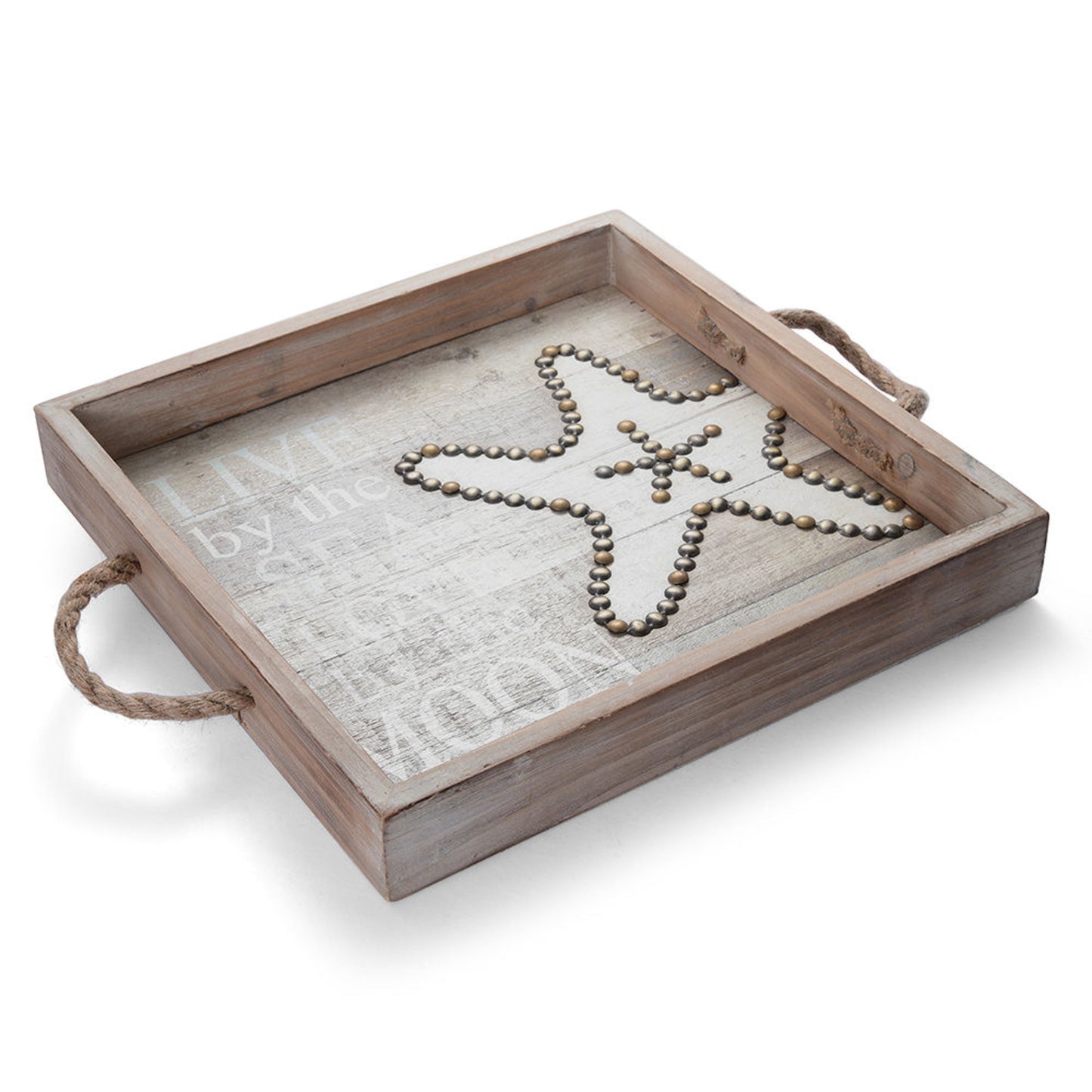 Elements Sea Star Wood Tray, 14-Inch, Assorted