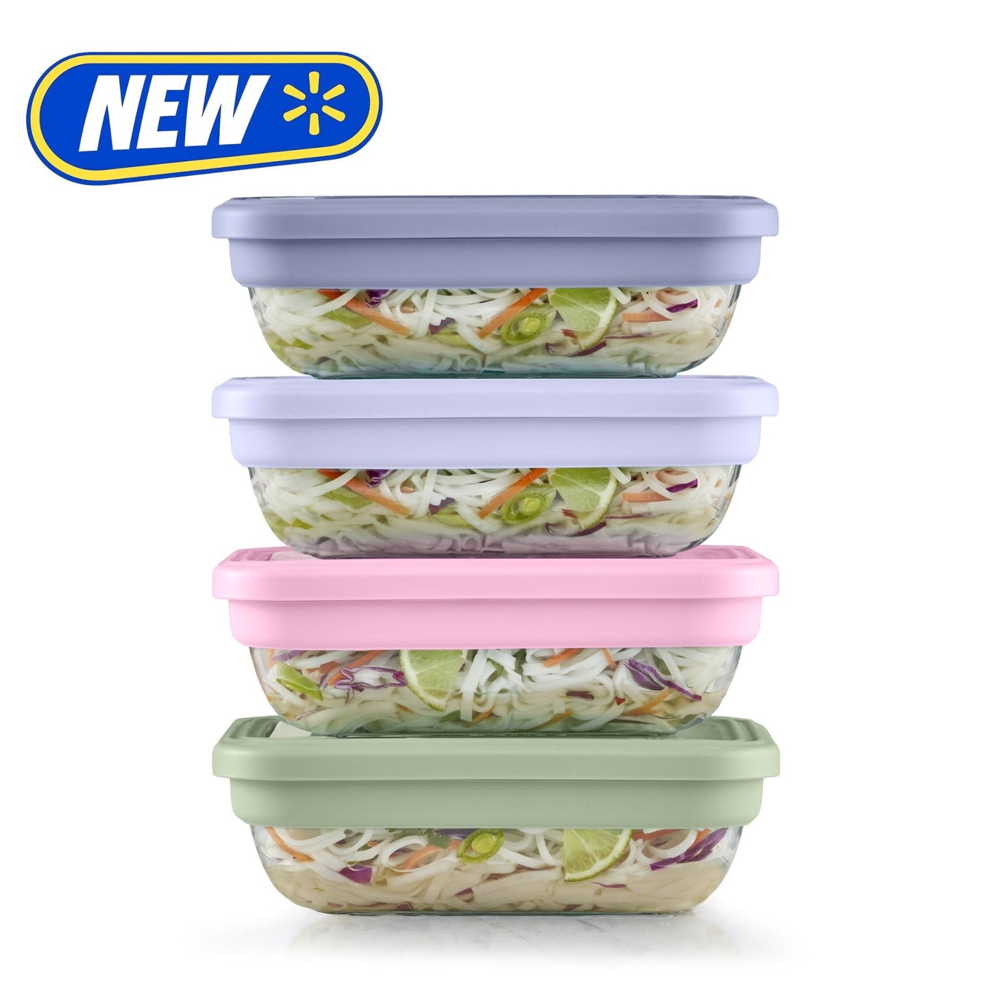Ello Fresh Stack Glass 3.7cup 8piece Meal Prep Set, Designed to Help with Everyday Organization, and Meal Preparation