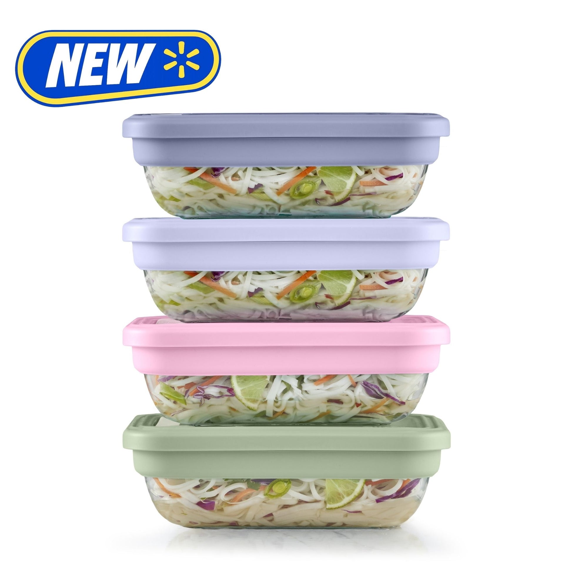 Ello Fresh Stack Glass 3.7cup 8piece Meal Prep Set, Designed to Help with Everyday Organization, and Meal Preparation