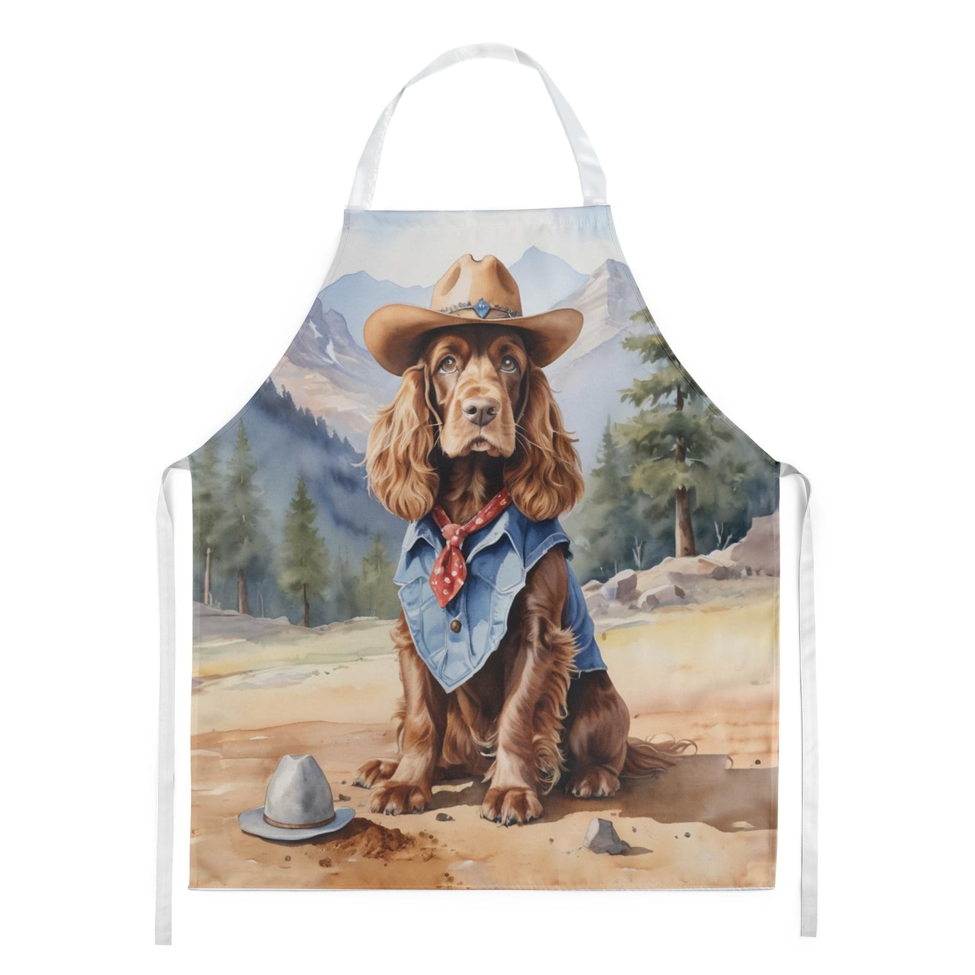 English Cocker Spaniel Cowboy Welcome Apron 27 in x 30 in