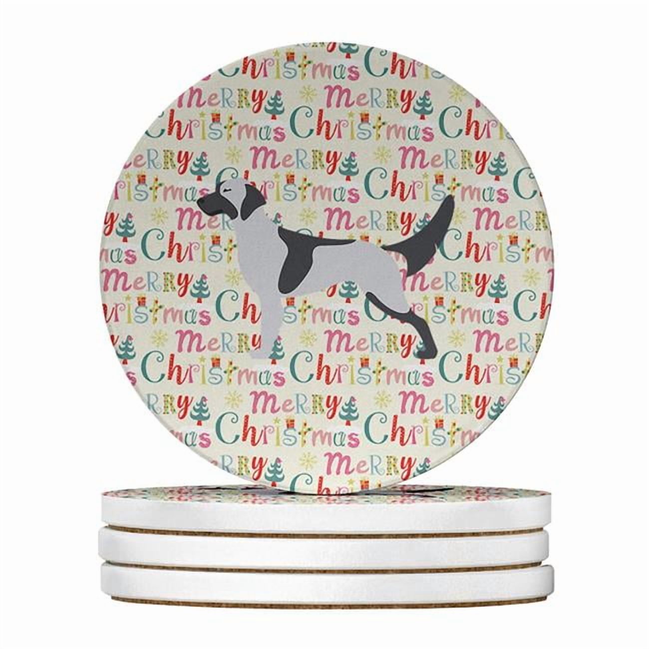 English Setter Merry Christmas Large Sandstone Coasters Pack of 4 4 in x 4 in