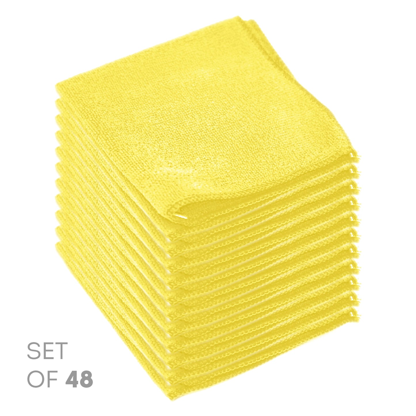 Etienne Alair Super Soft Microfiber Cleaning Cloth - Set of 48 Yellow Washcloths - 12 x 12 Inches