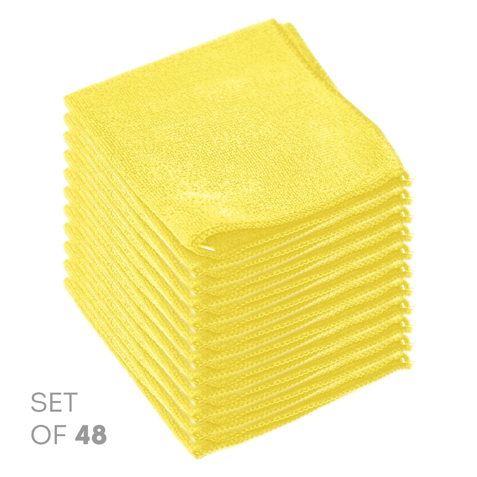 Etienne Alair Super Soft Microfiber Cleaning Cloth - Set of 48 Yellow Washcloths - 12 x 12 Inches