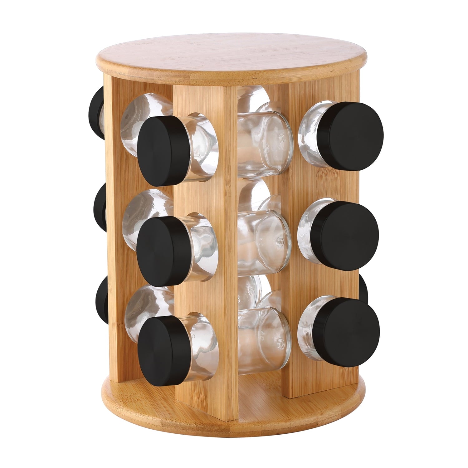 EuroHome Elle DÃ©cor 12-Jar Spice Rack Organizer, Black and Wood , ELD33173