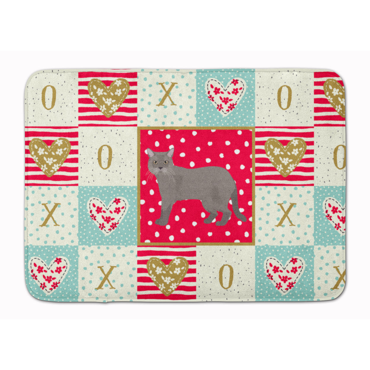 European Burmese Cat Love Machine Washable Memory Foam Mat Red