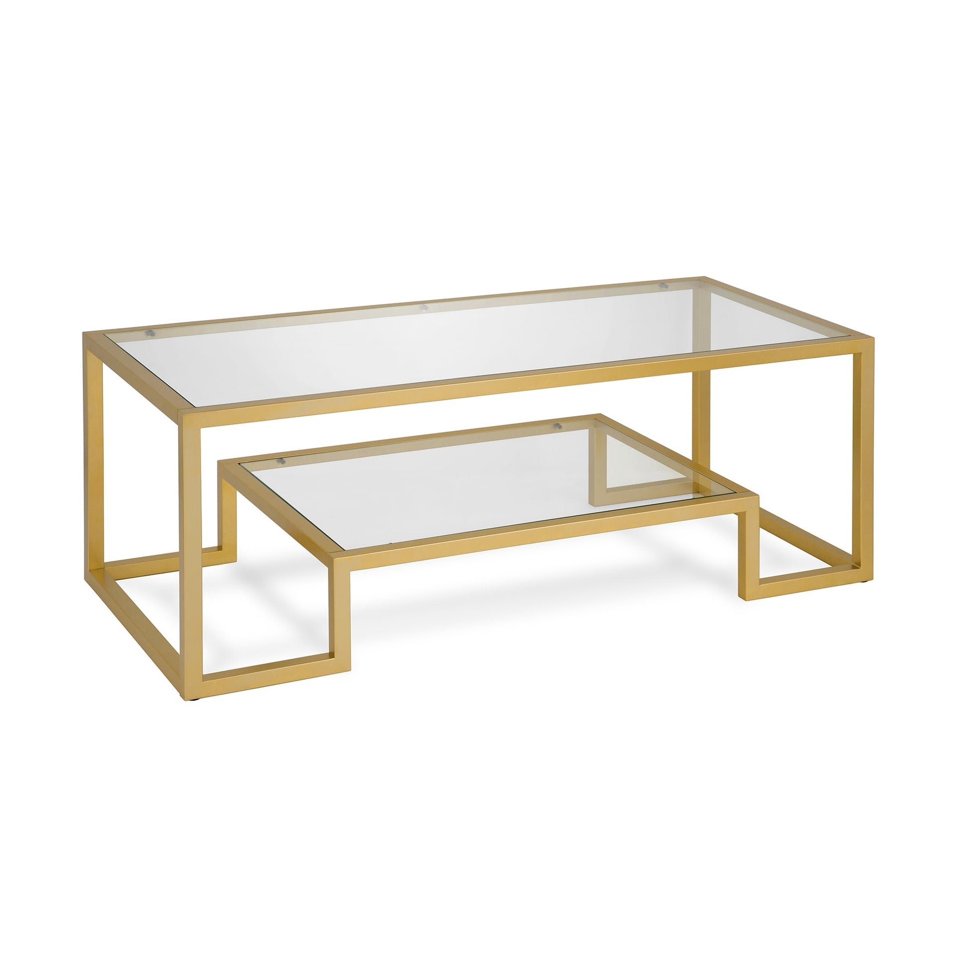 Evelyn&Zoe Athena 45" Wide Rectangular Coffee Table, Brass