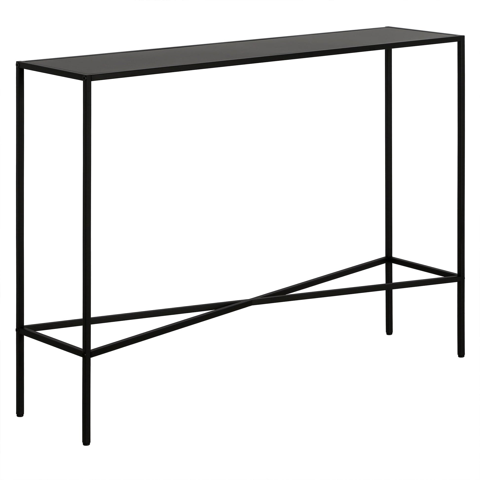 Evelyn&Zoe Henley Mesa Consola Rectangular de 42" de Ancho con Tapa de Metal, Bronce Ennegrecido