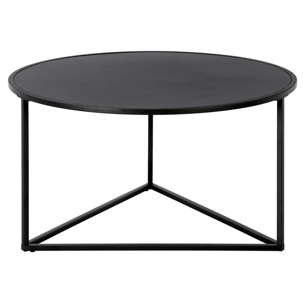 Evelyn&Zoe Jenson 33" Wide Round Coffee Table with Metal Top, Blackened Bronze
