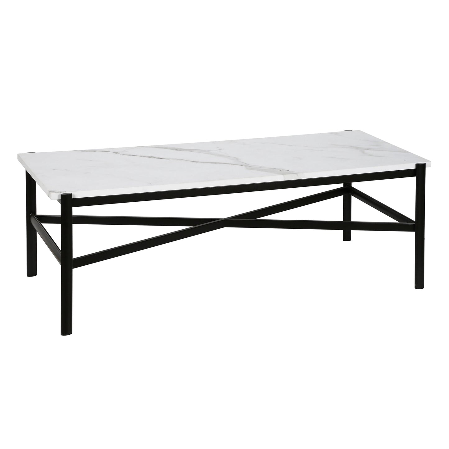 Evelyn&Zoe Metal Marble Coffee Table in Black and Bronze