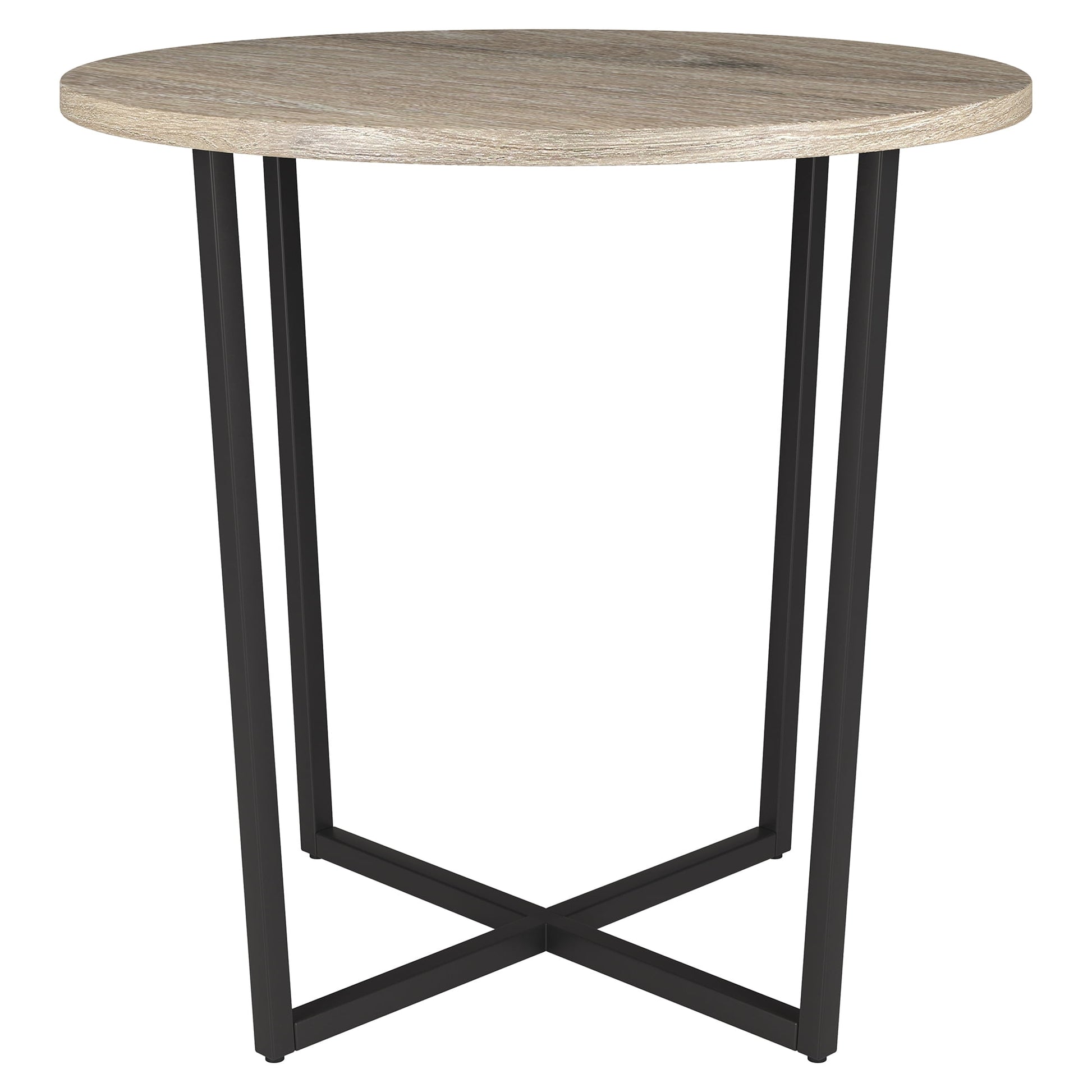 Evelyn&Zoe Pivetta 22" Wide Round Side Table with MDF Top, Blackened Bronze/Antiqued Gray Oak
