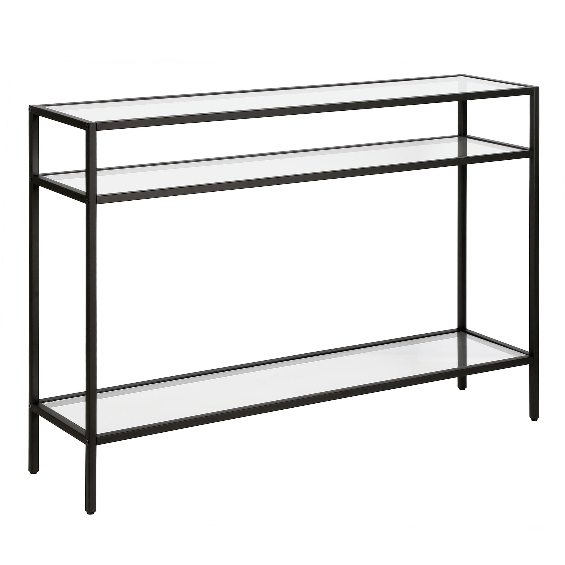 Evelyn&Zoe Siviline 42" Wide Rectangular Console Table, Brass