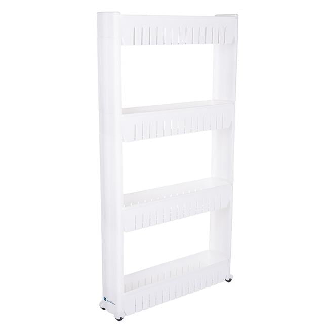 Everyday Home 4-Tier Plastic Bathroom Storage Organizer Cart with Wheels