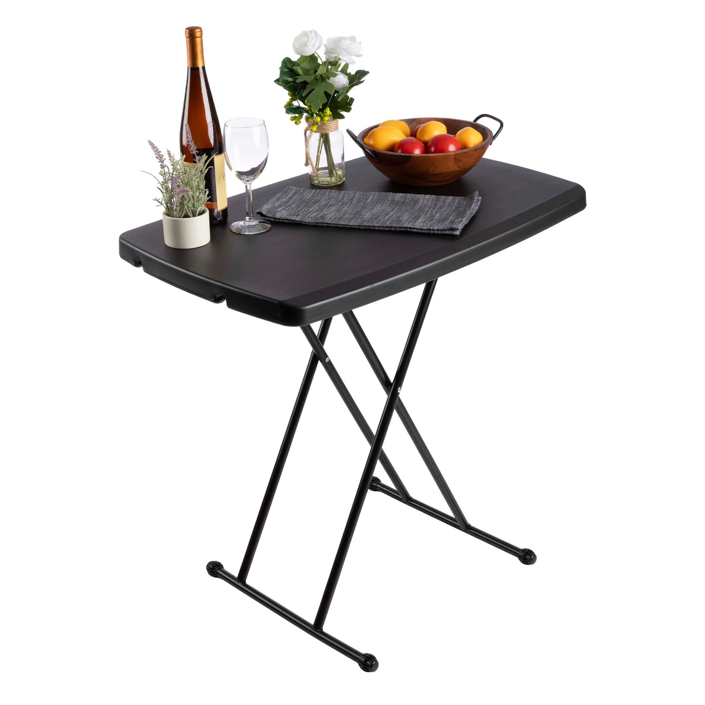 Lavish Home Folding Table - Lightweight Portable Folding Desk - Small Plastic Table for TV Tray, Playing Cards, and Craft Room, White