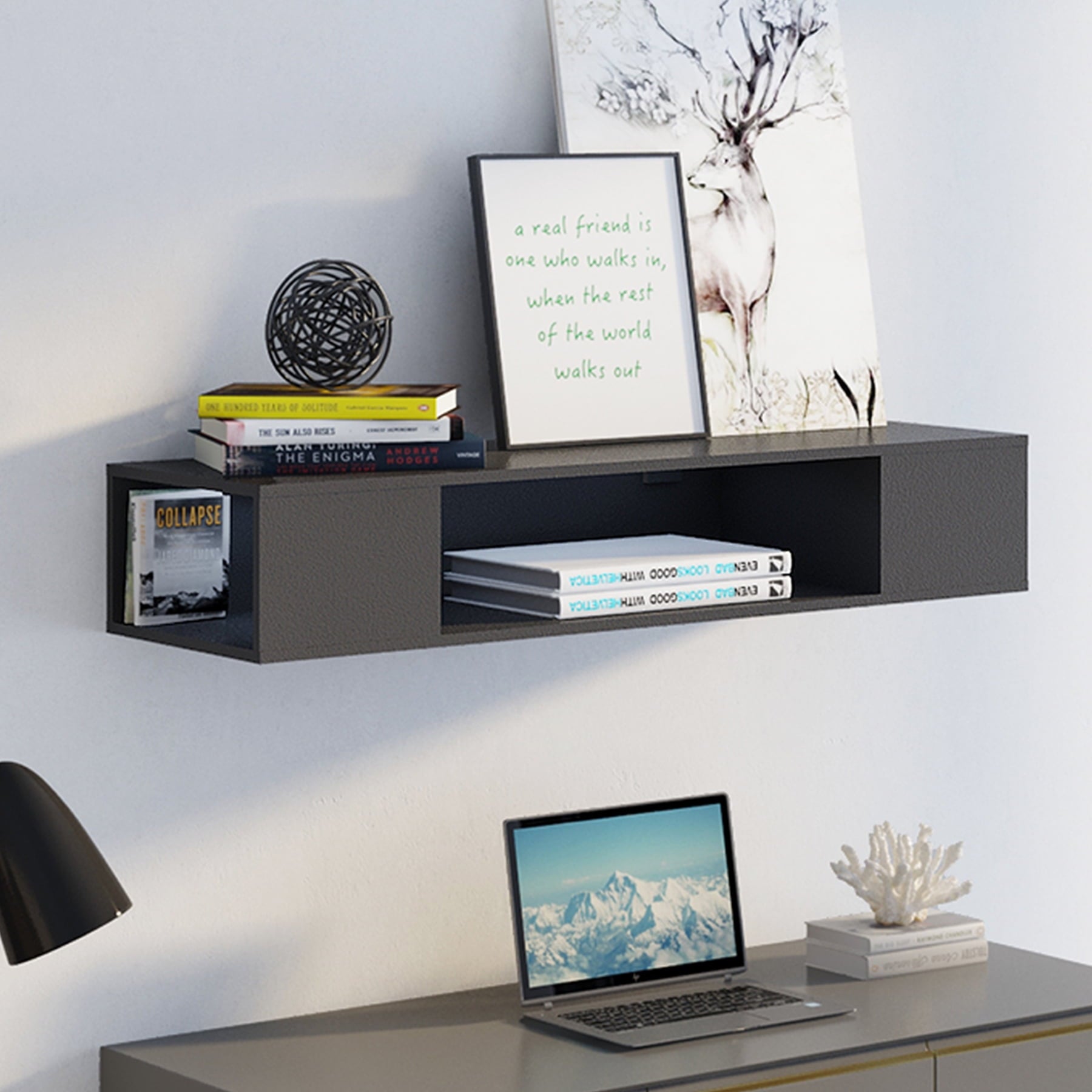 FITUEYES Floating TV Stand for TVs up to 40", Black