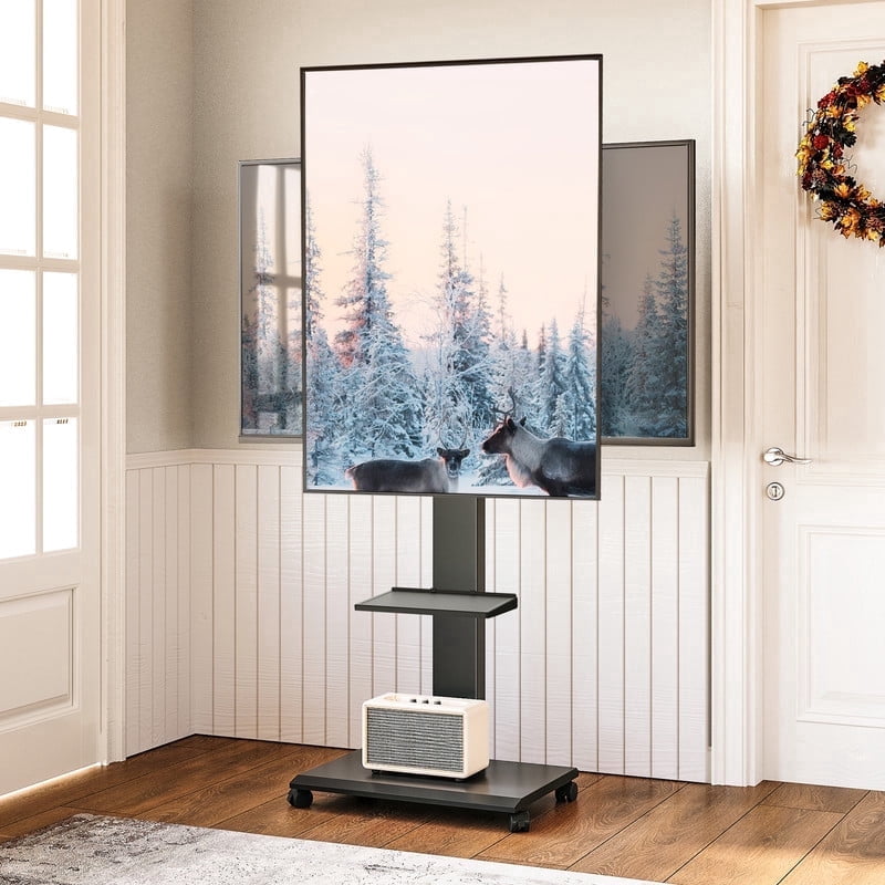 FITUEYES Rolling TV Stand with Wheels for 32-70 inch LED/LCD TVs,Height Adjustment Mobile TV Stand