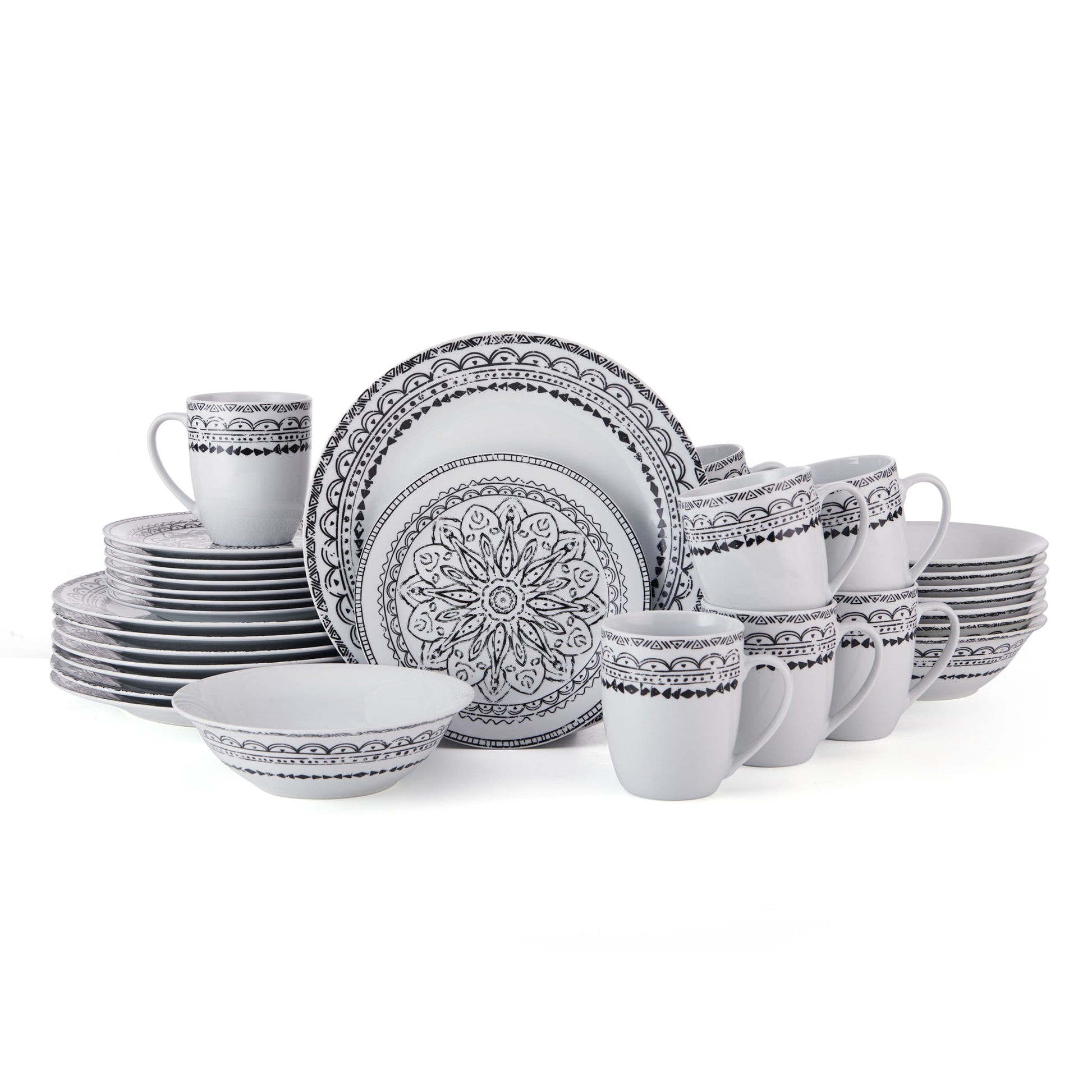 Fitz and Floyd Ink Delight 32-Piece Porcelain Tablerware Set (service for 8)