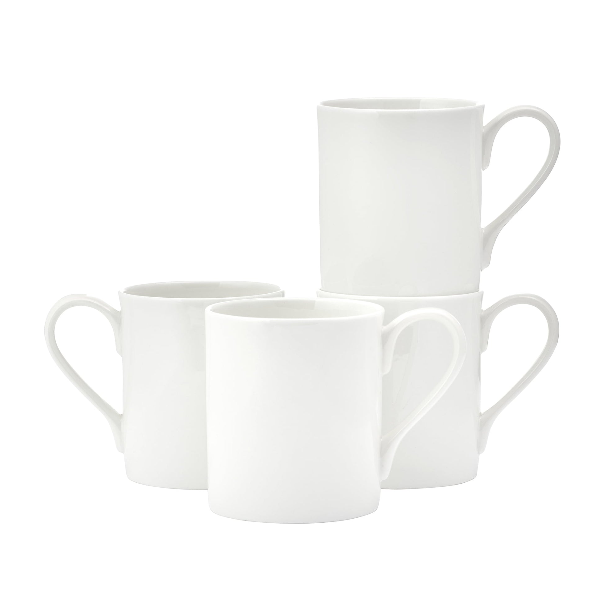 Fitz and Floyd Nevaeh 16 oz White Classic Rim Bone China Mugs (Set of 4)