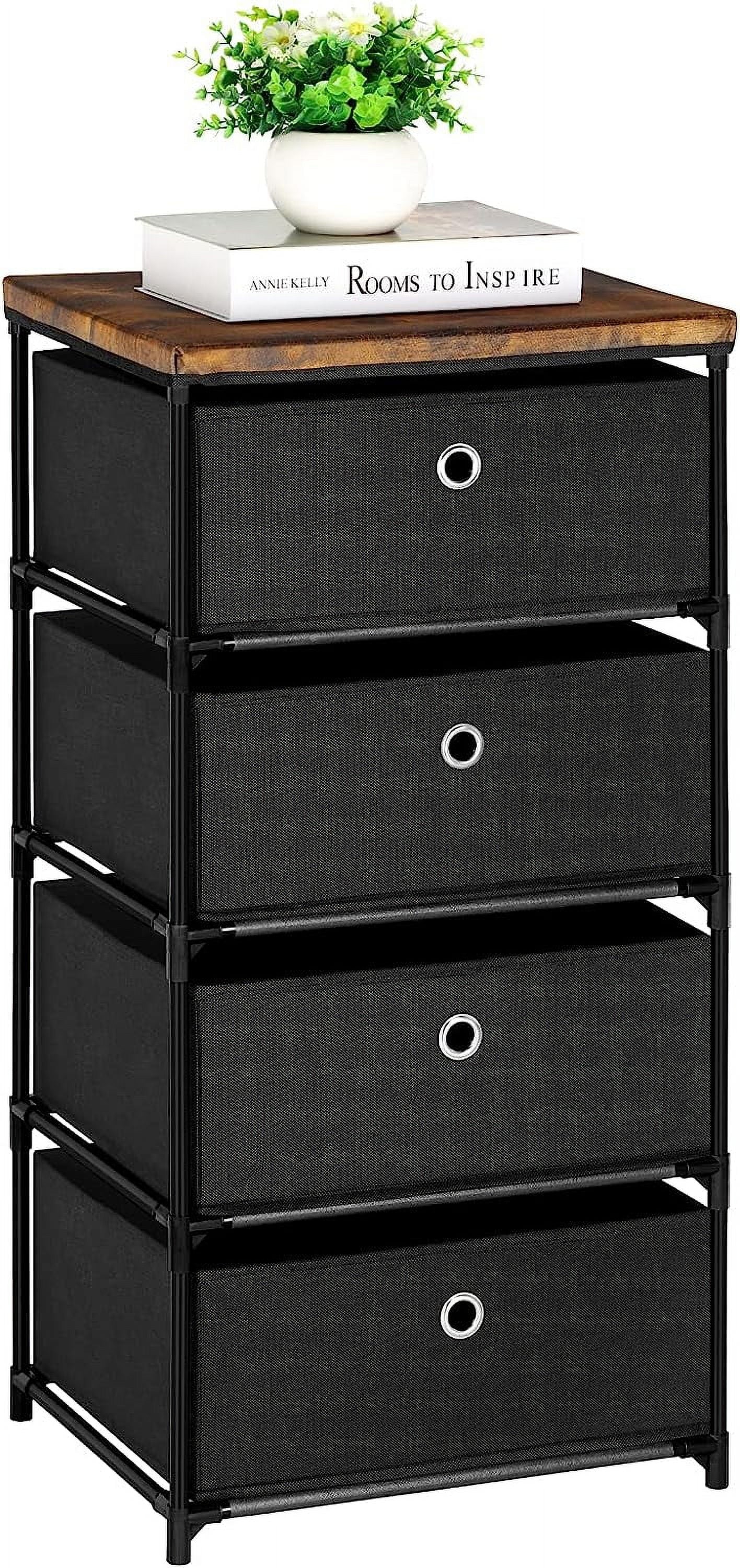 Oumilen Adult Fabric Storage Dresser 4 Drawers Storage Organizer, Black