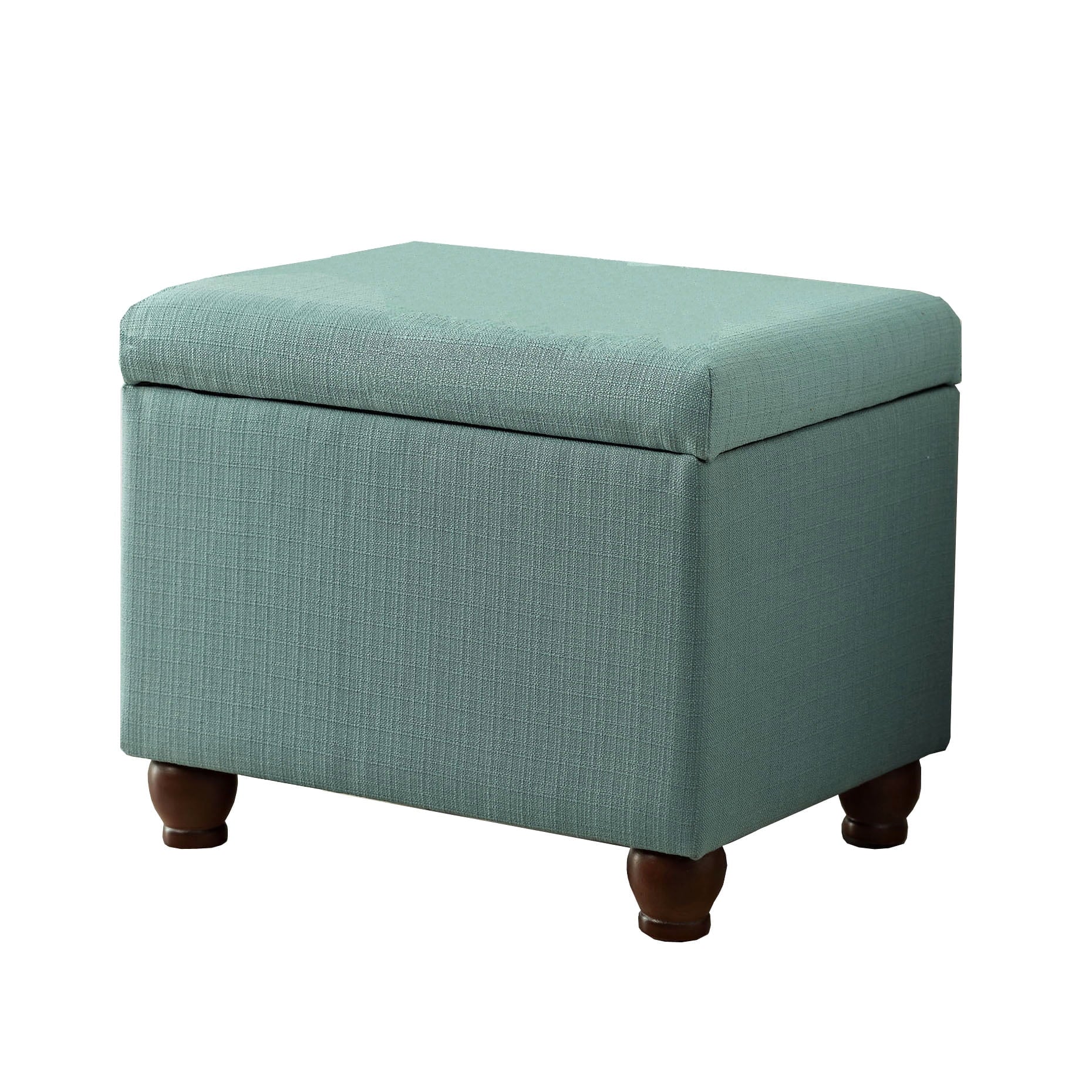 Square Fabric Upholstered Wooden Ottoman with Hidden Storage and Bun Feet, Gray and Brown- Saltoro Sherpi