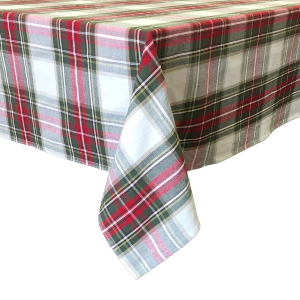 Fabstyles Celebration Plaid 100% Cotton Tablecloth, 60" x 84"