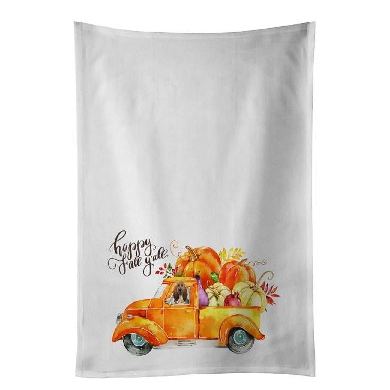 Fall Harvest Bloodhound White Kitchen Towel Set of 2 Dish Towels