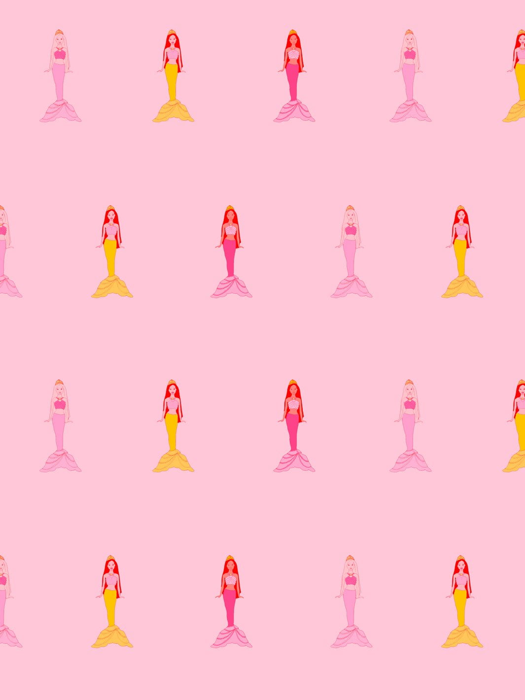 Fantasy Mermaids Removable Vinyl Wallpaper by Barbie - Pink