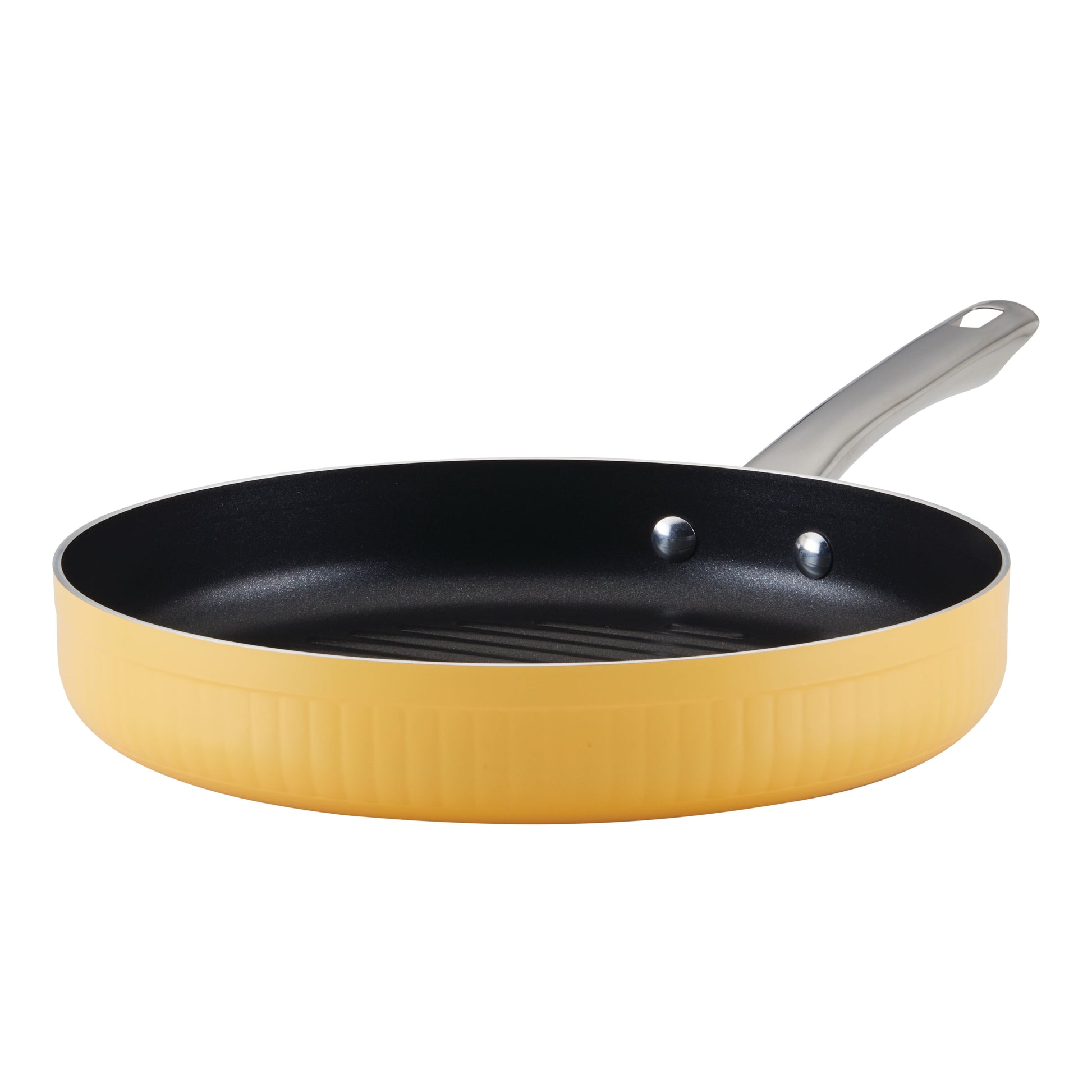 Farberware Style 11.25 Inch Nonstick Cookware Deep Round Grill Pan, Dishwasher Safe and Oven Safe to 500Â°F, Yellow