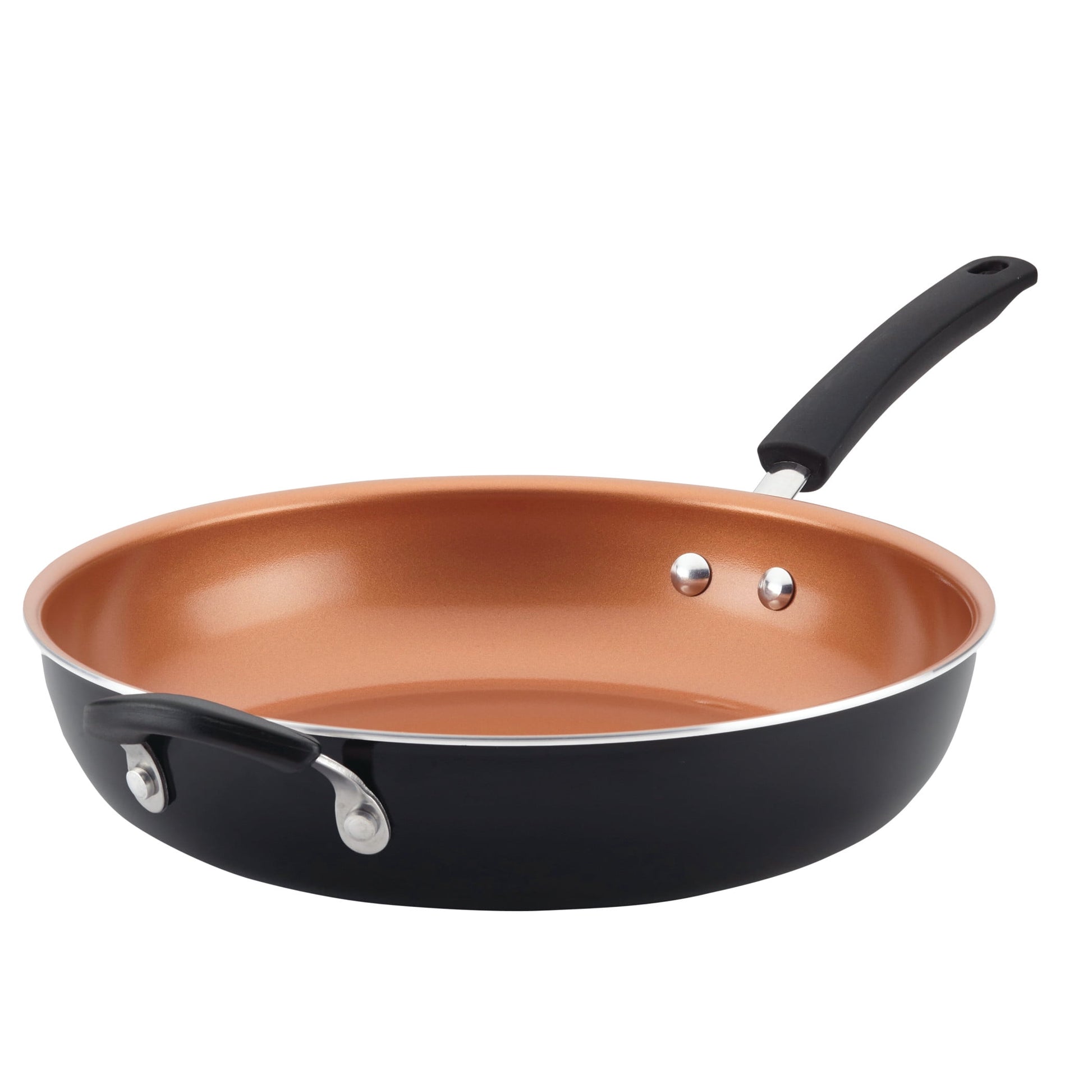 Farberware Easy Clean 12.5 Inch Ceramic Nonstick Frying Pan with Helper Handle, Dishwasher Safe, Black