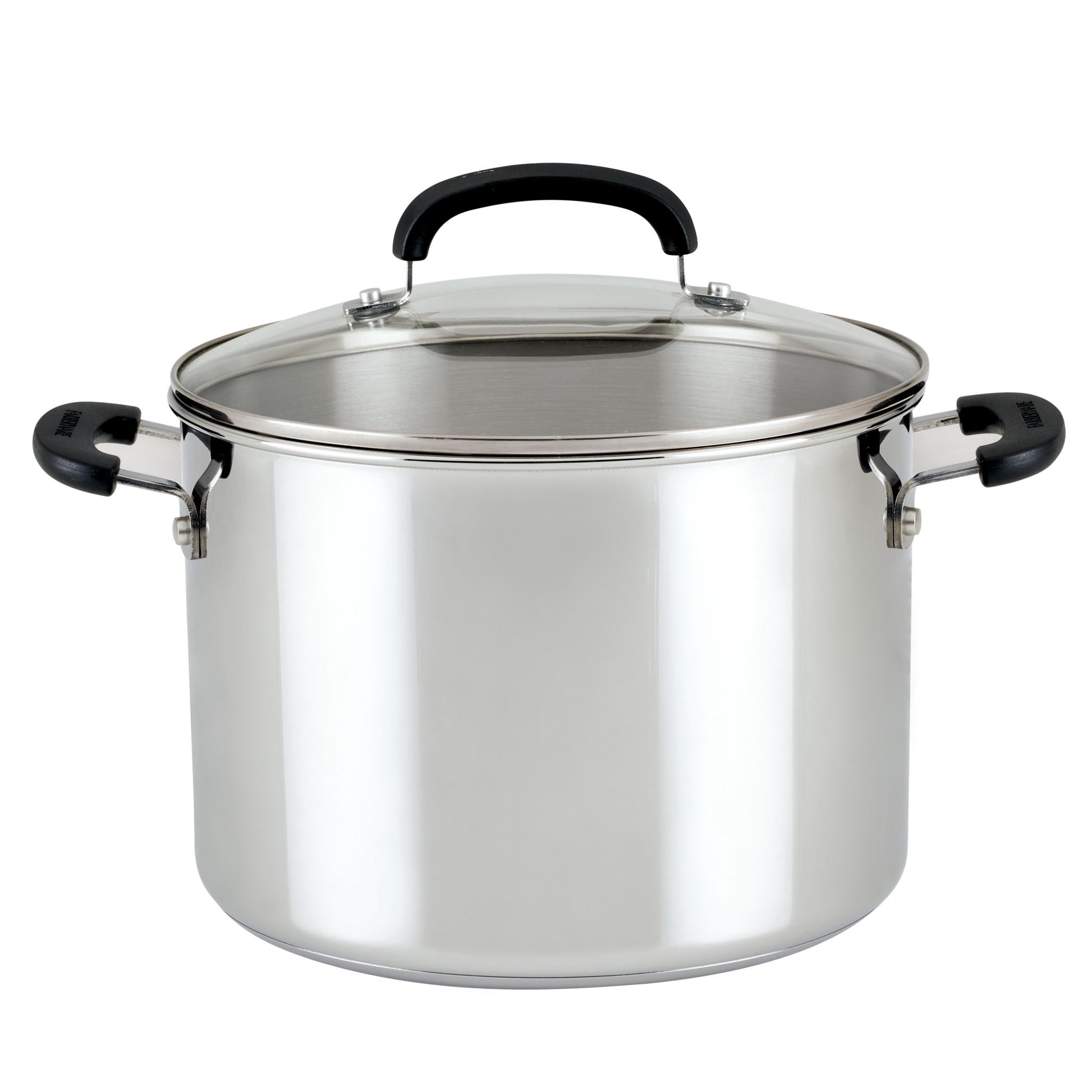 Farberware Brilliance Stockpot with Lid, 8 Quart, Induction Compatible, Dishwasher Safe, Metal Utensil Safe, Stainless Steel