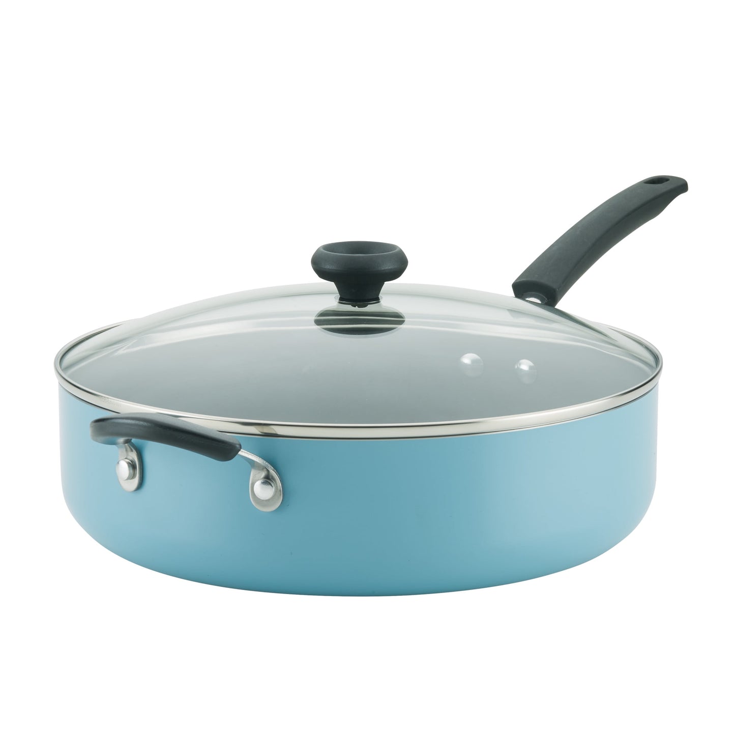 Farberware Easy Clean 6 Quart Nonstick Jumbo Cooker / Saute Pan / Chef's Pan with Tempered Glass Lid, Dishwasher Safe, Aqua