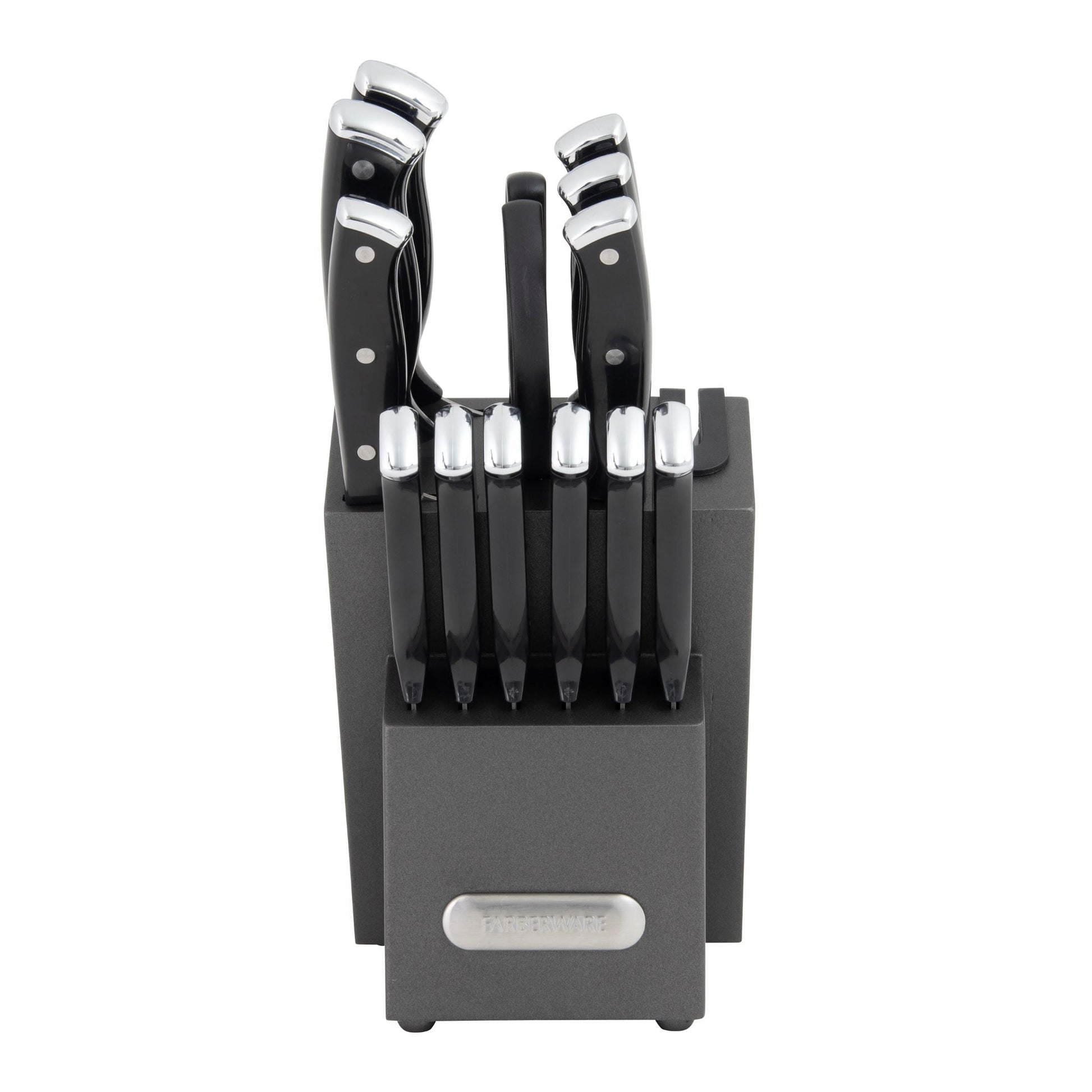 Farberware Edgekeeper Classic 14-Piece Graphite Knife Block Set with Built-In Knife Sharpener