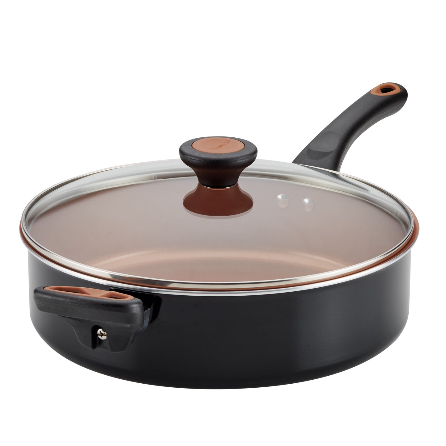 Farberware Glide Copper 4 Quart Ceramic Nonstick SautÃ© Pan with Tempered Glass Lid and Helper Handle, Dishwasher Safe, Black