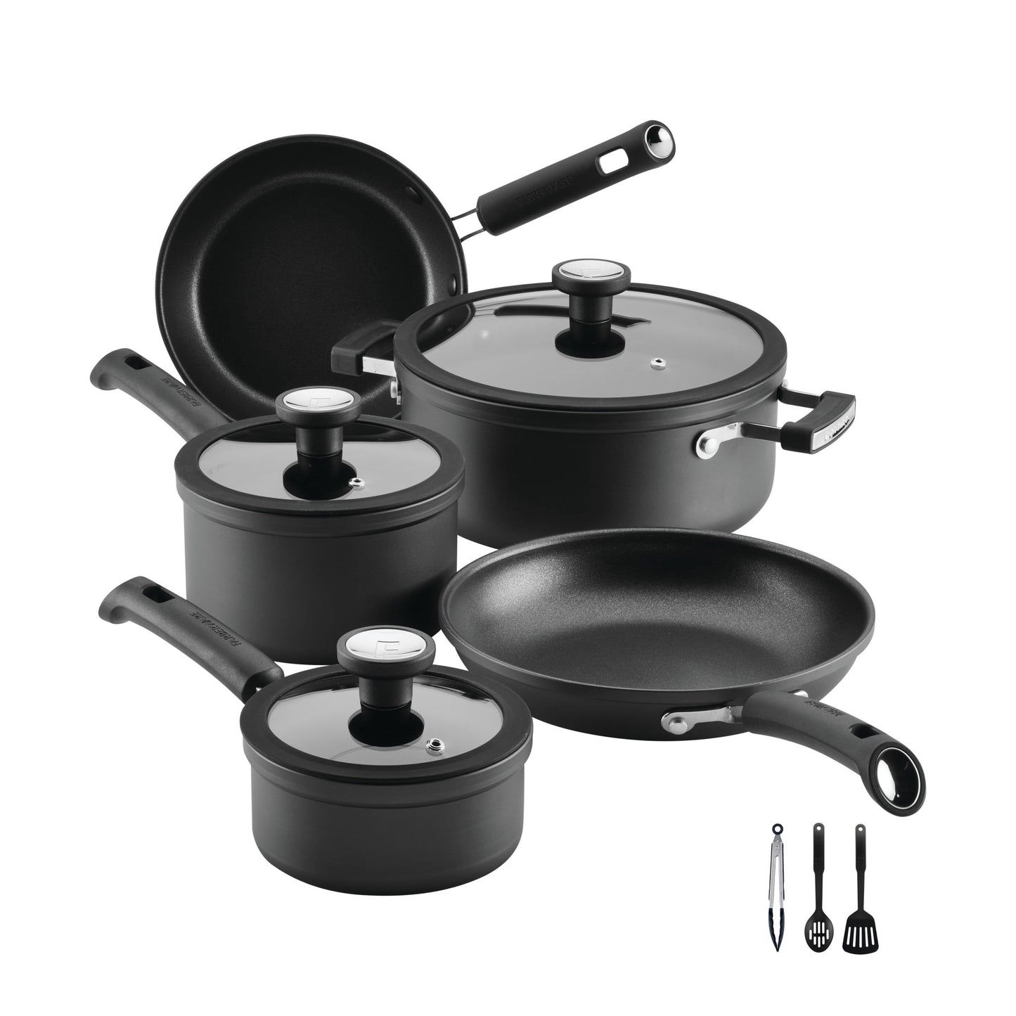 Farberware TrueCook 12pc Cookware Set, Dishwasher and Oven Safe, Black