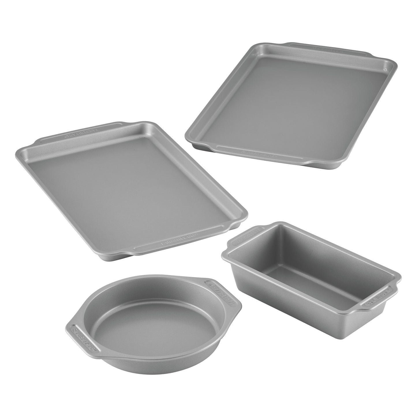 Farberware 4 Pcs Nonstick Bakeware Set, Dishwasher Safe and Oven Safe to 450Â°F, Gray
