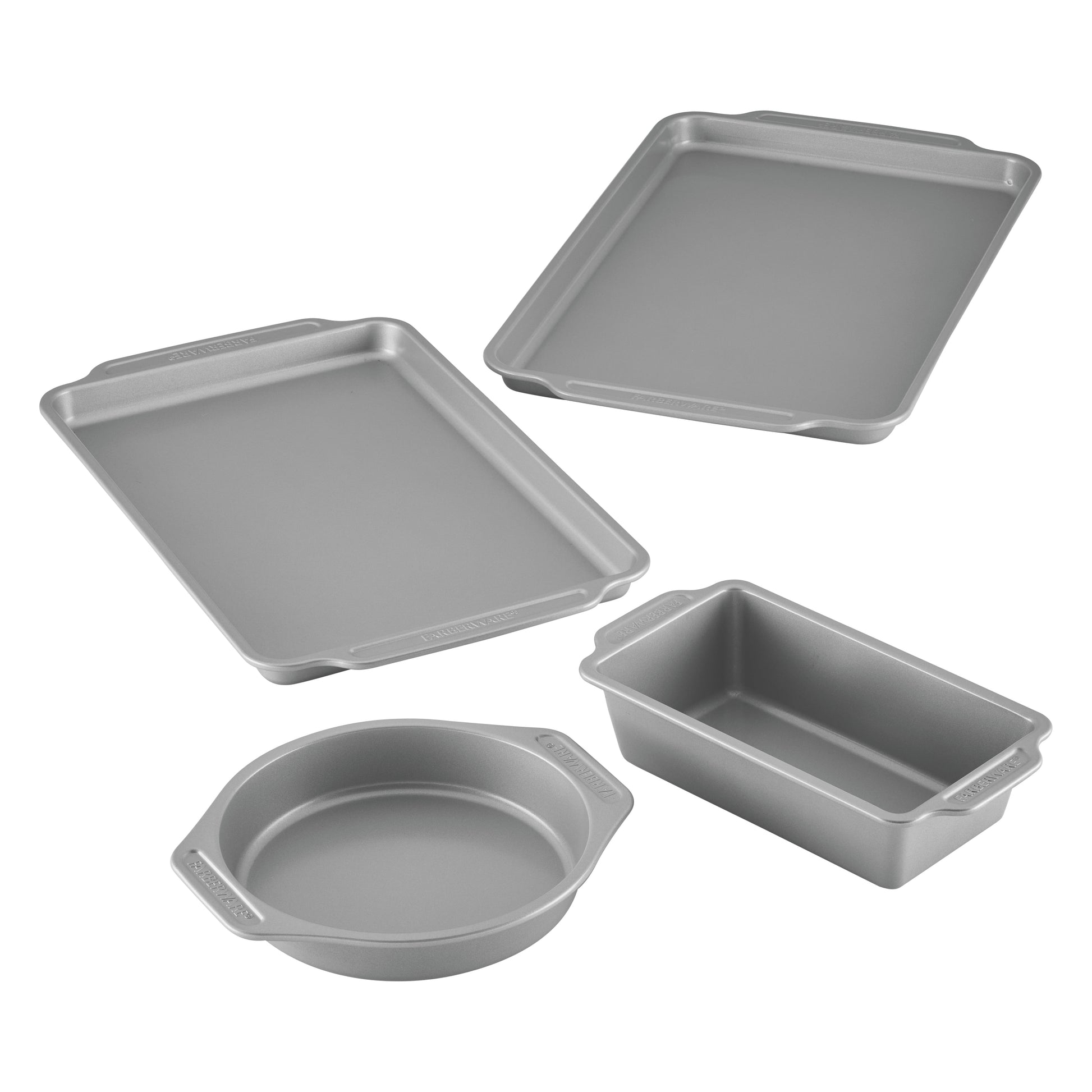 Farberware 4 Pcs Nonstick Bakeware Set, Dishwasher Safe and Oven Safe to 450Â°F, Gray