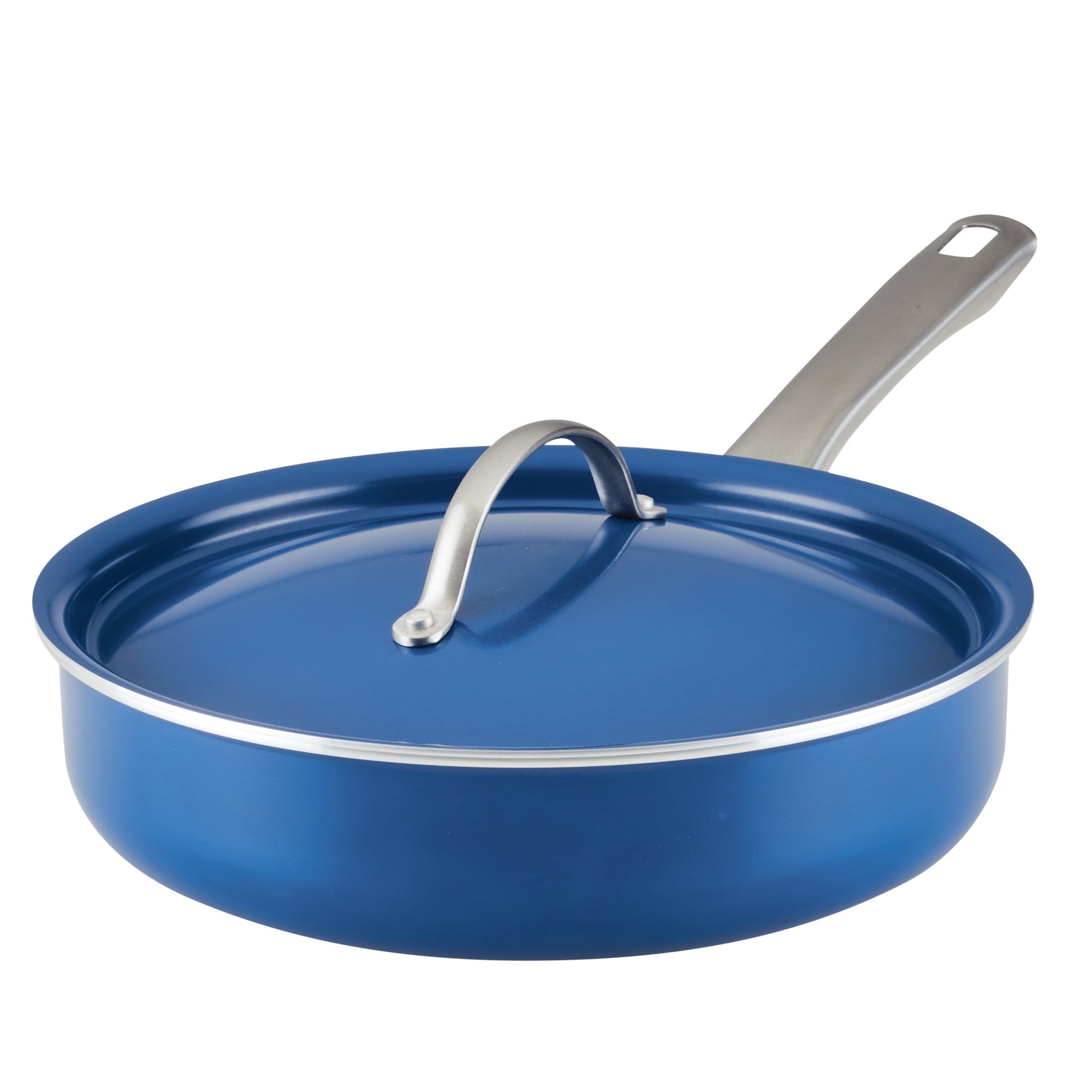 Farberware Vibrance 2.75 Quart Ceramic Nonstick Saute Pan with Lid, Dishwasher Safe and Oven Safe to 500Â°F, Blue