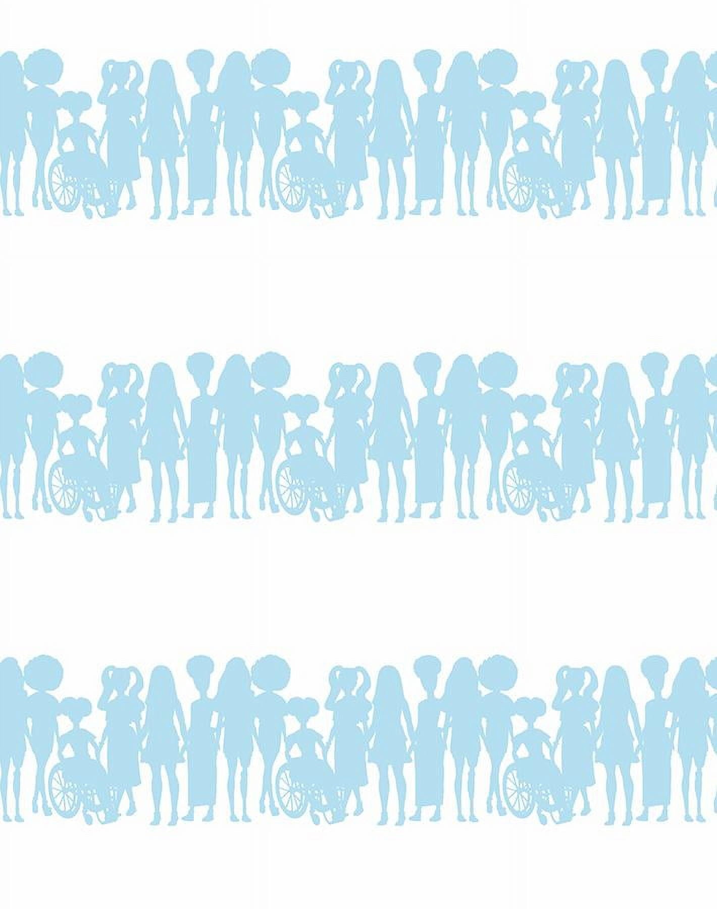Fashionista Silhouettes Stripe Removable Vinyl Wallpaper by Barbie - Baby Blue