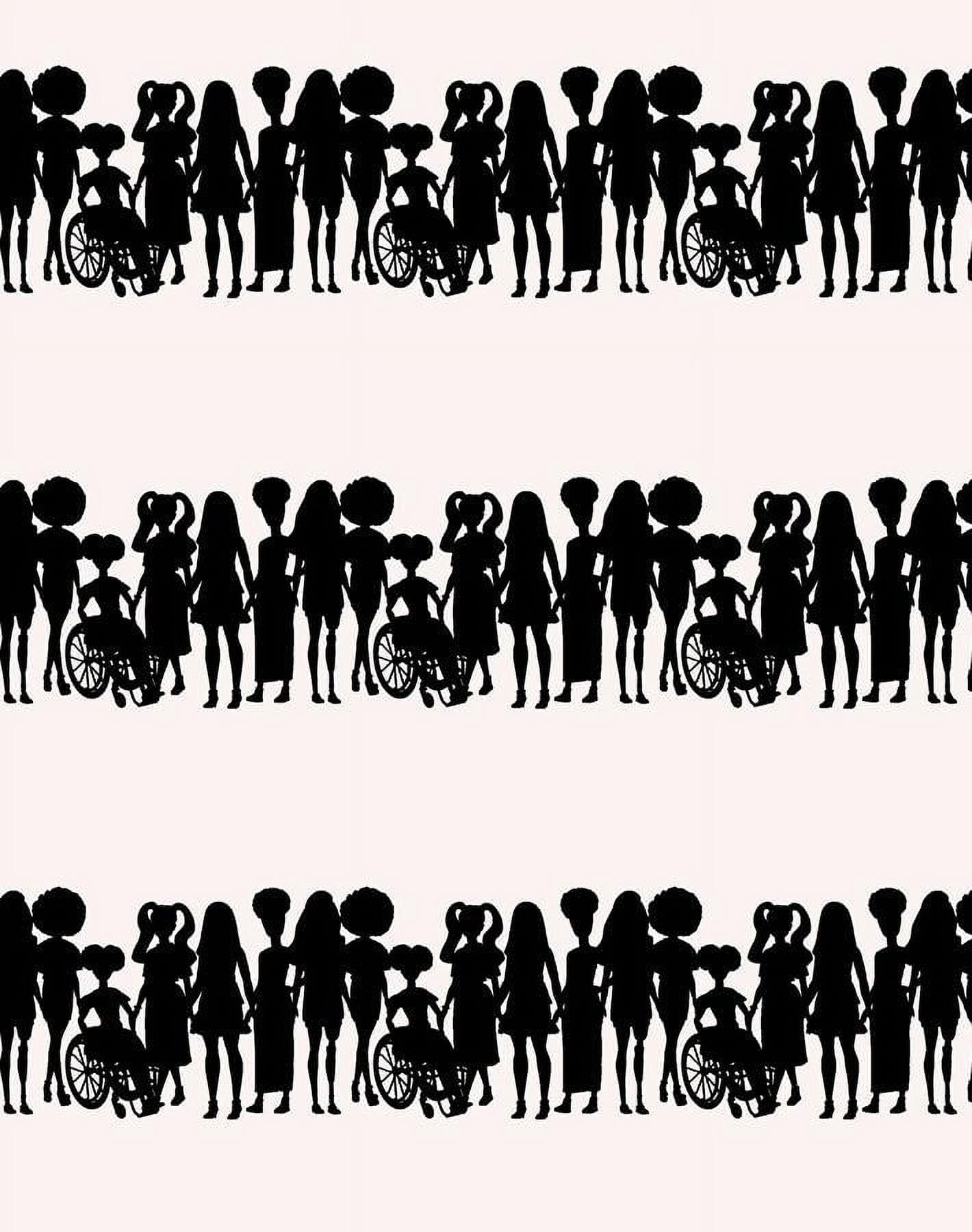 Fashionista Silhouettes Stripe Removable Vinyl Wallpaper by Barbie - Black Cream