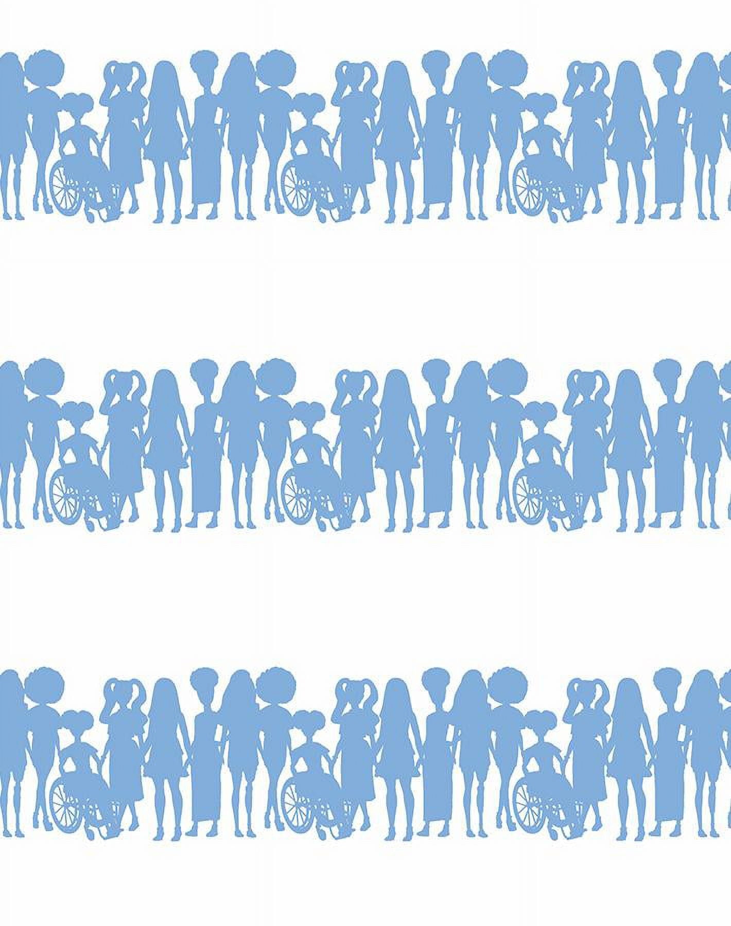 Fashionista Silhouettes Stripe Removable Vinyl Wallpaper by Barbie- Denim