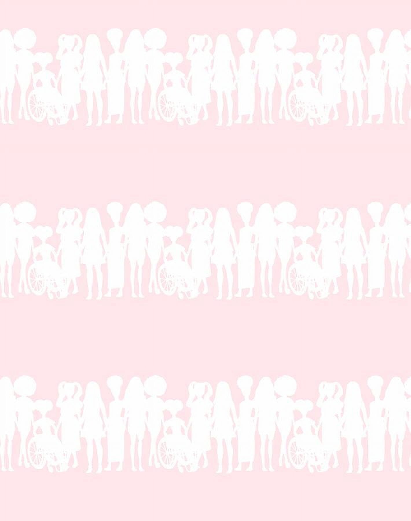 Fashionista Silhouettes Stripe Removable Vinyl Wallpaper by Barbie - Pink