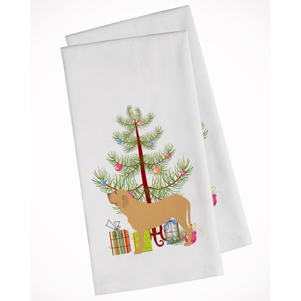 Fila Brasileiro Merry Christmas Tree White Kitchen Towel Set of 2