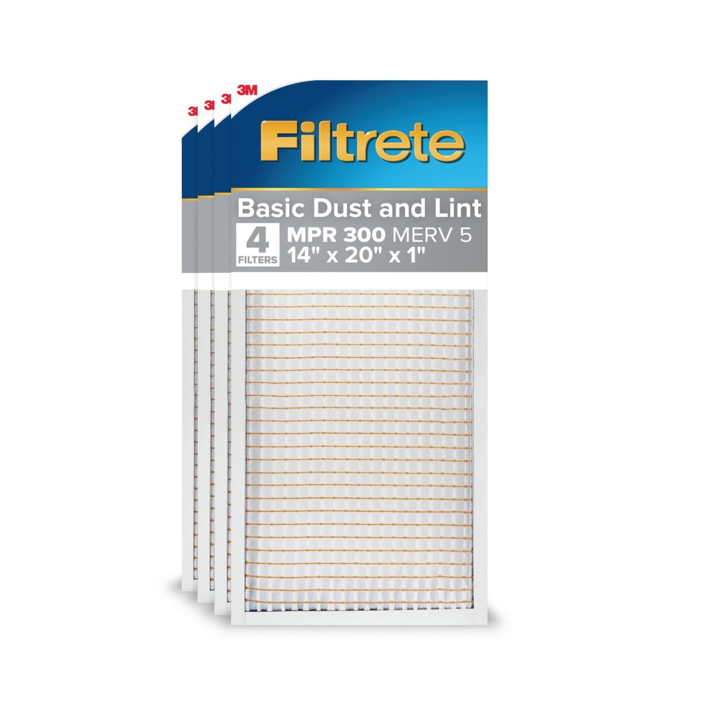 Filtrete Filtro de Aire para Horno HVAC 14x20x1, MPR 300 MERV 5, Polvo y Pelusa BÃ¡sicos, Paquete de 4
